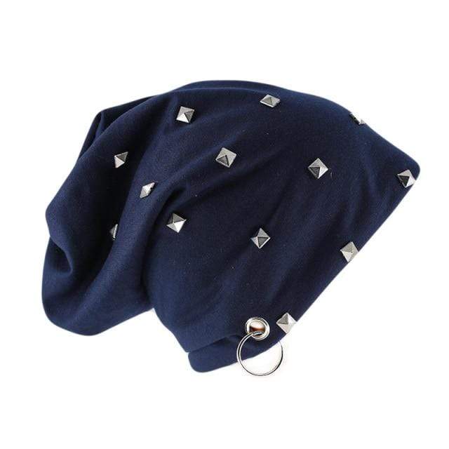 Cappelli a cuffia con borchie Lyra blu navy di Buddhatrends