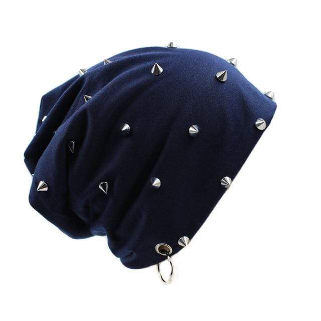 Buddhatrends Navy Blue Octavia Studded Beanie Hat