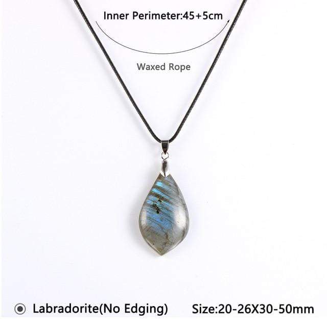 Buddhatrends Necklace Big Size Wax Rope Anima Irregular Natural Labradorite Necklace