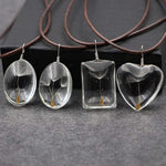 Dandelion Seed Glass Pendant Necklace