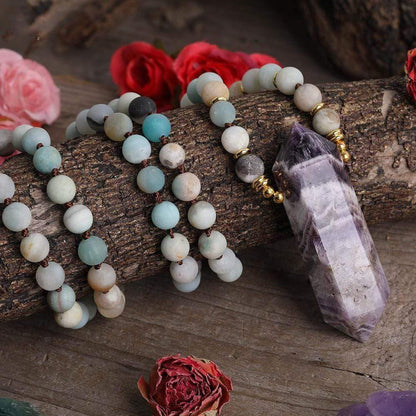 Buddhatrends Necklace Double Terminated Amethyst &amp; Amazonite Necklace