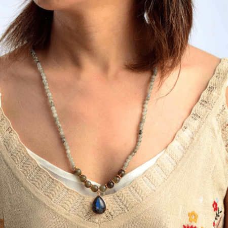 Buddhatrends Halskette Iris Labradorit Anhänger Halskette