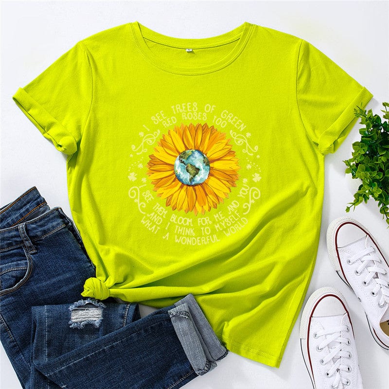 Buddhatrends New Daisy Floral Cotton T-Shirt