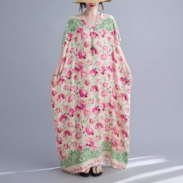 Рожева сукня-кафтан з квітковим принтом Buddhatrends Ninon