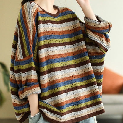 Вінтажний смугастий светр Buddhatrends з круглим вирізом