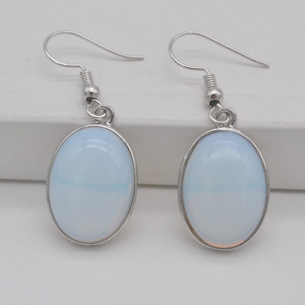 Buddhatrends Opal Natural Stone Oval Earrings