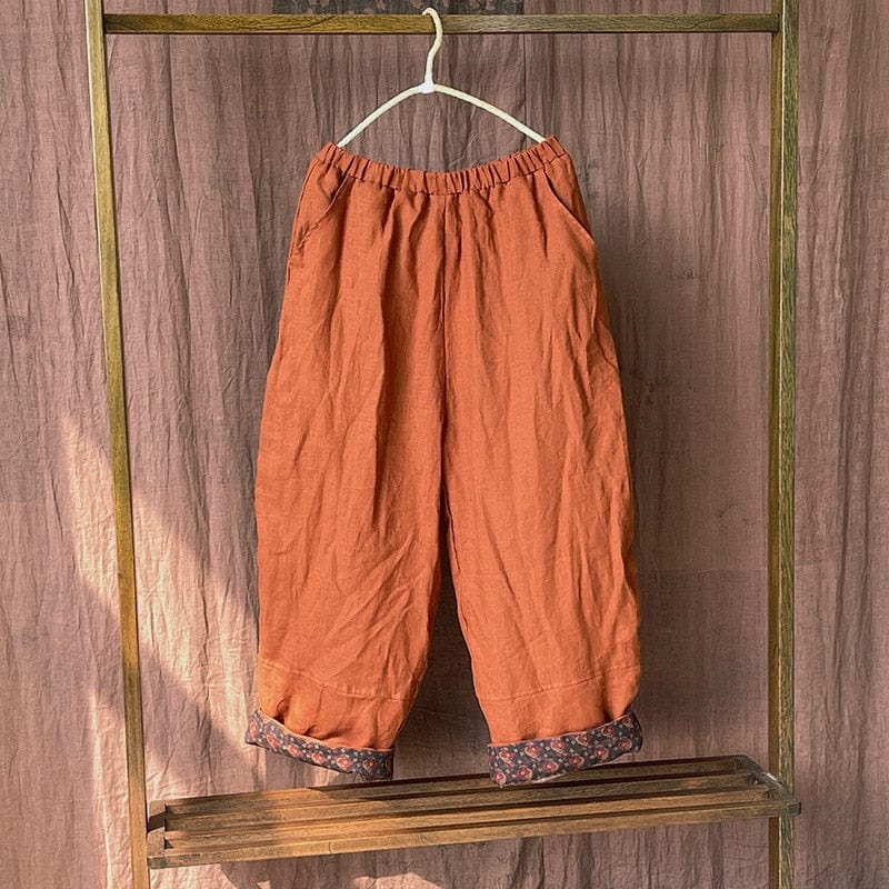Buddhatrends Orange / One Size Elastic Waist Padded Pants