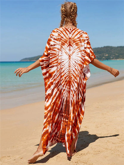 Buddhatrends Orange / One Size Orange Tie Dye Beach Dress