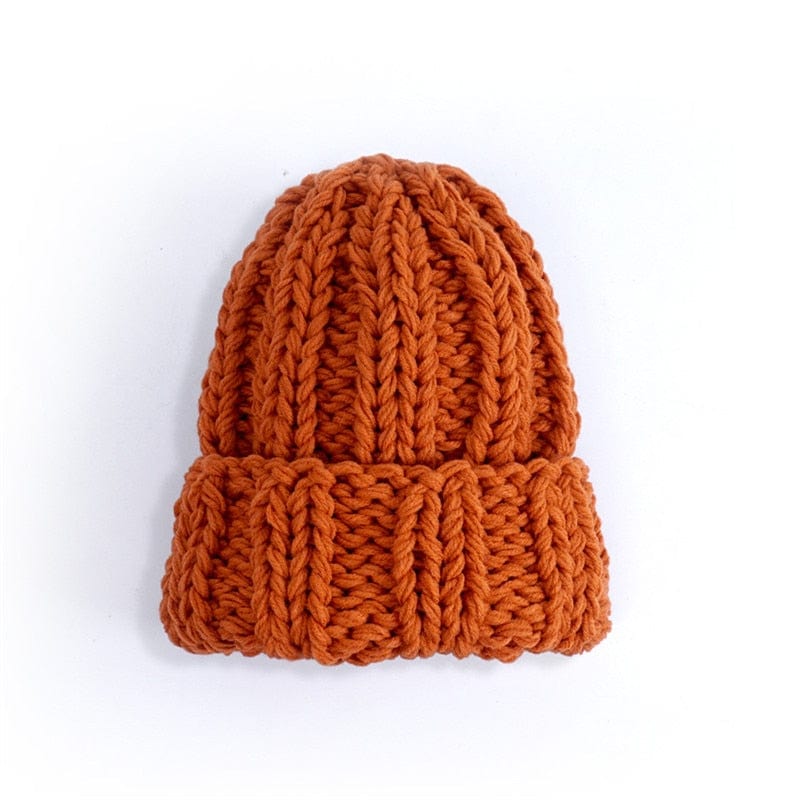 Chapéu de malha quente de inverno laranja Buddhatrends