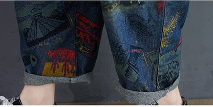 Buddhatrends Overall Abstract Painting Vintage Denim Overalls