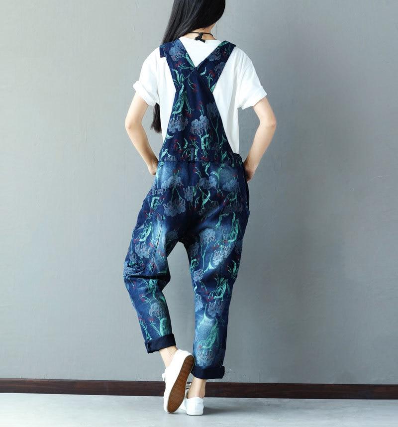 Buddhatrends Overall Printed Loose Denim Rompers