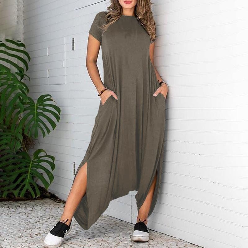 Buddhatrends Overall Retro Long Palazzo Solid Overall Dress