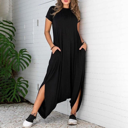 Buddhatrends Overall Retro Long Palazzo Solid Overall Dress