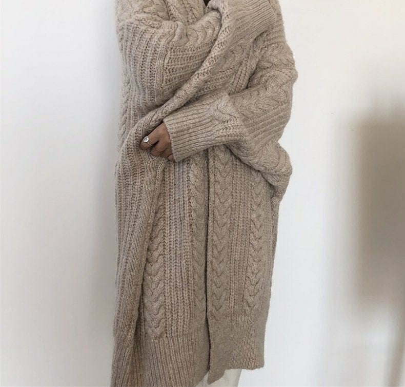 Buddhatrends Oversized Long Knitted Cardigan
