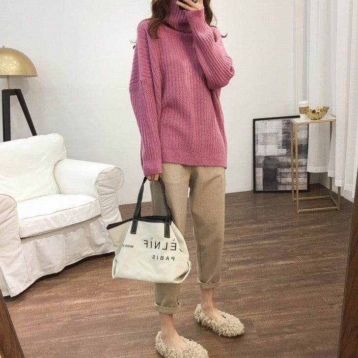 Buddhatrends Oversized Turtleneck Knitted Sweater