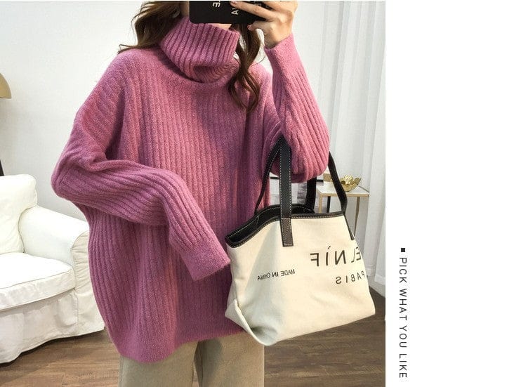 Buddhatrends Oversized Turtleneck Knitted Sweater