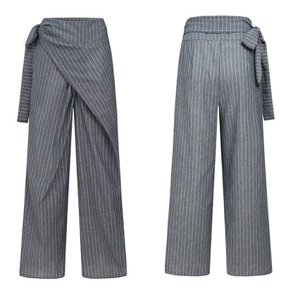 Buddhatrends Pants Black Striped / XL Lady Elegant Cotton Pants