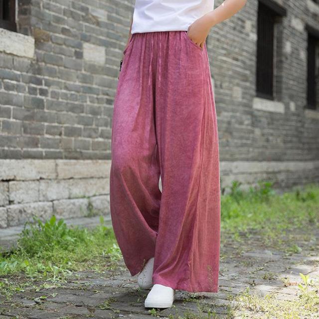 Spodnie Buddhatrends Bordowe / Spodnie z szerokimi nogawkami Mikayla w jednym rozmiarze
