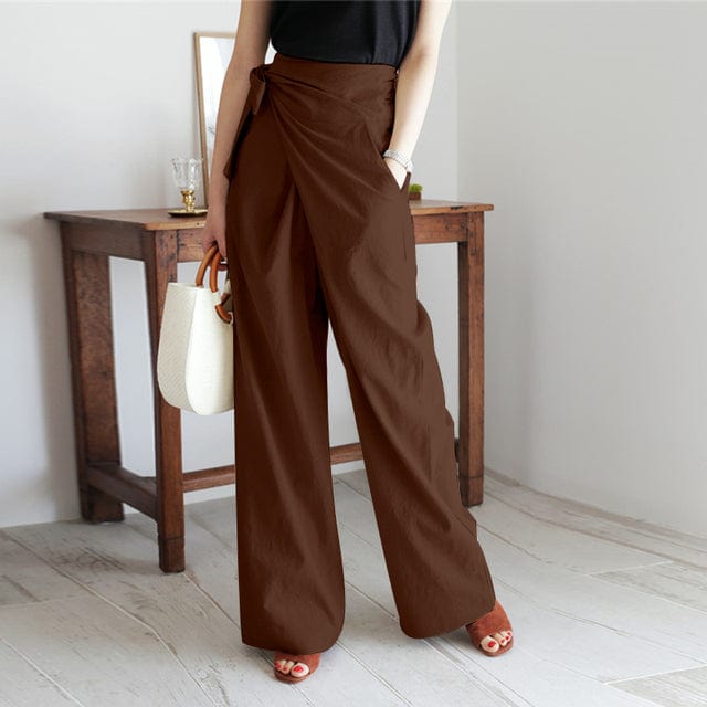 Pantalones Buddhatrends Coffee / M Lady Elegant Cotton Pants