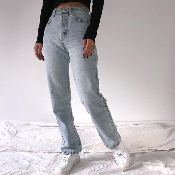 Pantalones Buddhatrends Celeste / XL Natalia Jeans celestes de cintura alta