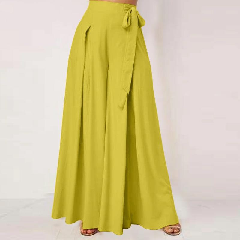 Παντελόνια Buddhatrends Yellow / 5XL Coraline High Waist Wide Leg Pants