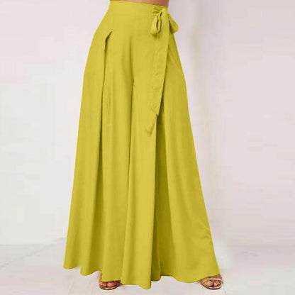 מכנסיים Buddhatrends צהוב / 5XL Coraline מכנסיים רחבים בגובה מותן