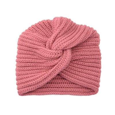 Buddhatrends Pink Bohemian Knitted Cross Wrap Hat