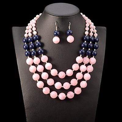 Multi Layer Beaded Necklace &amp; Earrings Set