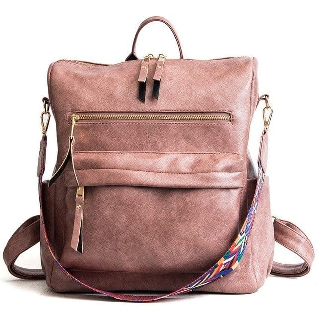 Buddhatrends Pink Multi Use Vegan Leather Tote Backpack