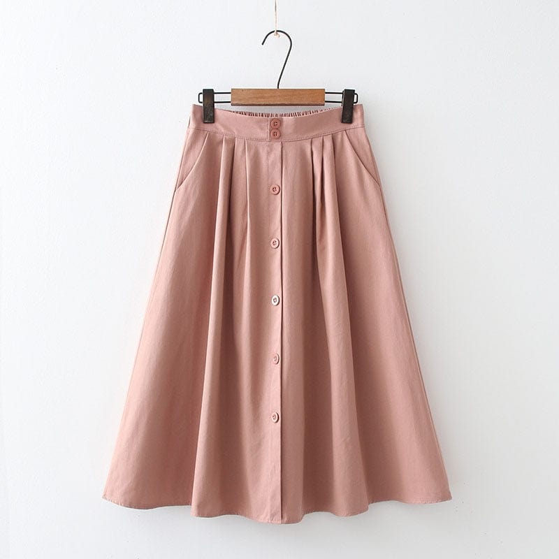 Buddhatrends pink skirt / One Size Bella High Waist Cotton Skirt