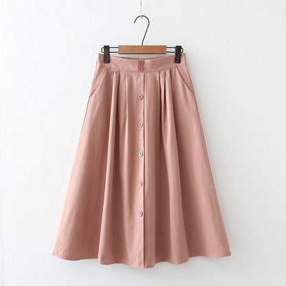 Buddhatrends pink skirt / One Size Bella High Waist Cotton Skirt