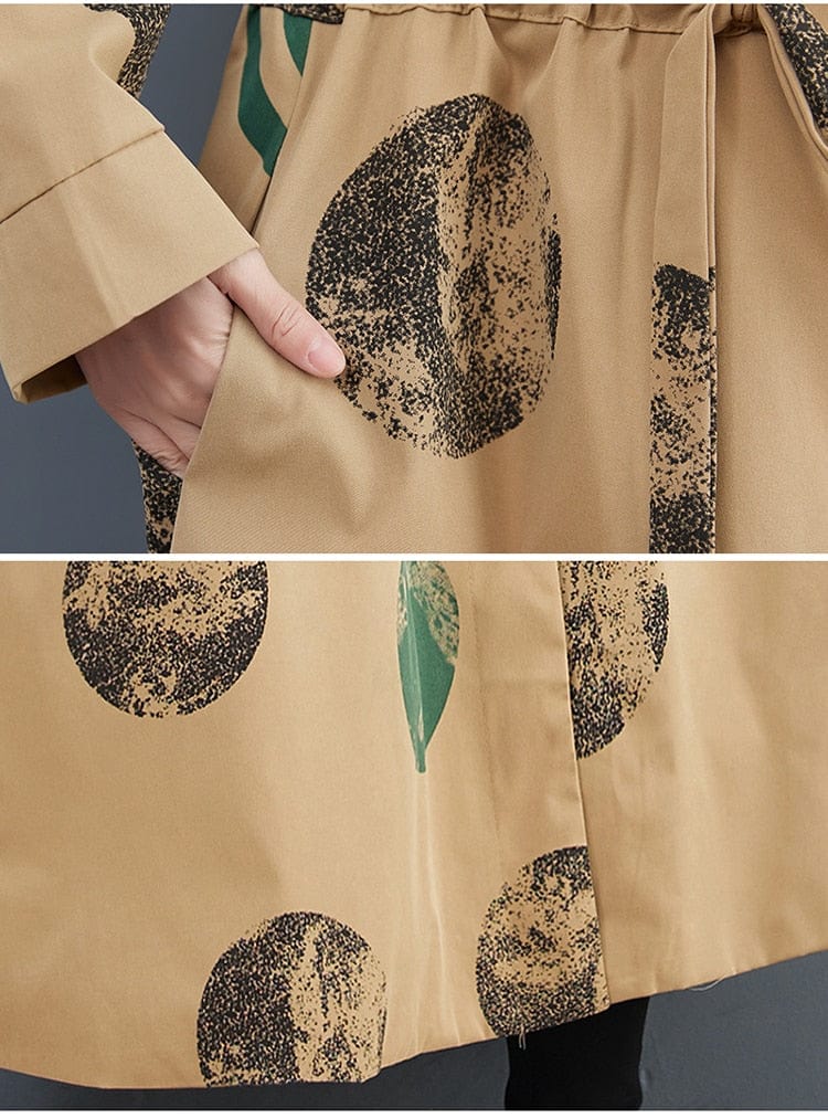 Buddhatrends Plus Size Cotton Temperament Print Coat