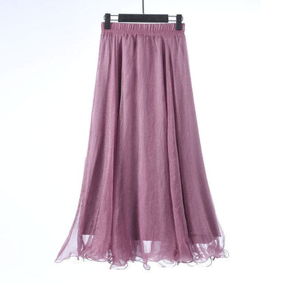 Buddhatrends Purple 2 / 85CM Length Boho Ruffled Chiffon Skirt