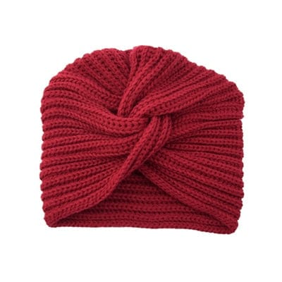 Buddhatrends Red Bohemian Knitted Cross Wrap Hat