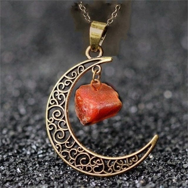 Buddhatrends red-g Waxing Moon Healing Crystal Pendant Necklace