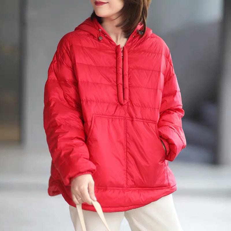 Buddhatrends Red / M Oversize Puffer Hooded Coat