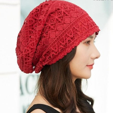 Buddhatrends red / one size Lace Flower Beanies