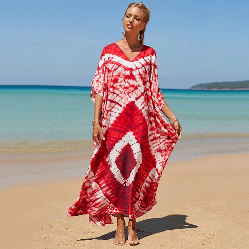 Buddhatrends Red / One Size Sunset Tie Dye Maxi Φόρεμα