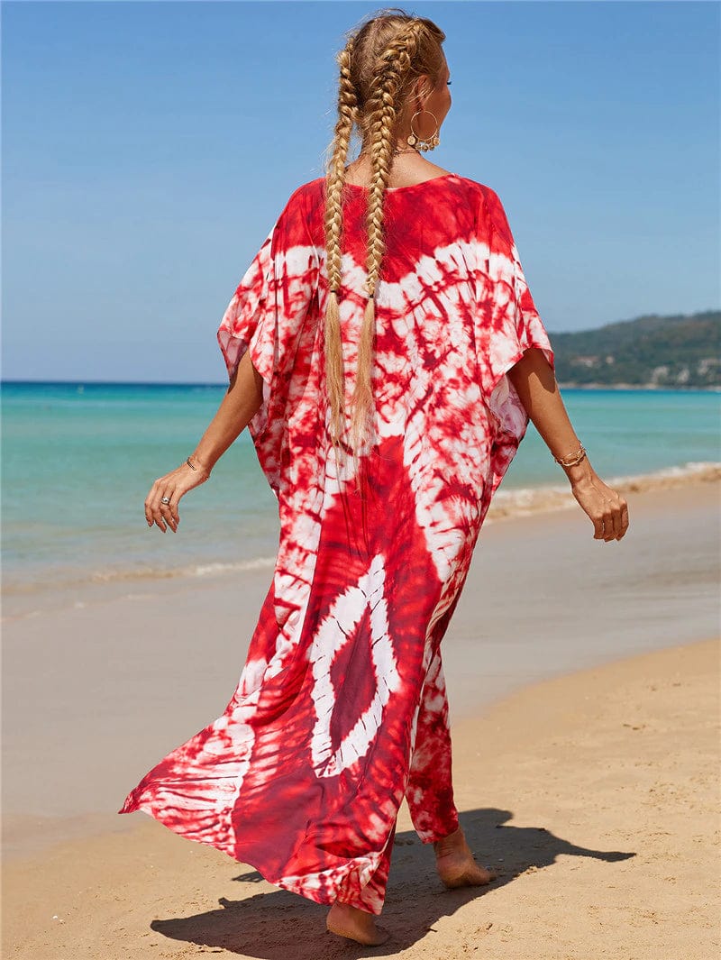Buddhatrends Red / One Size Sunset Tie Dye Maxi Dress