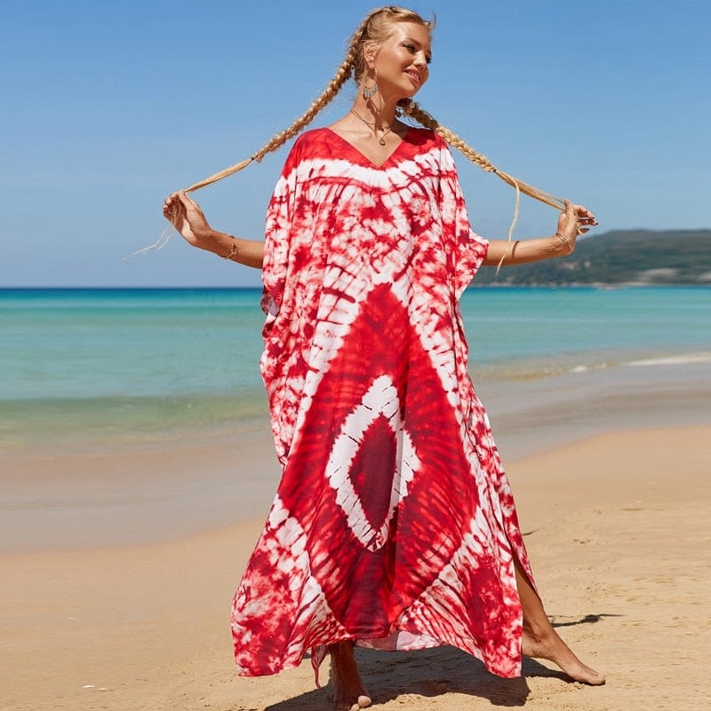 Красное / макси-платье большого размера с завязками на солнце Буддатрендс