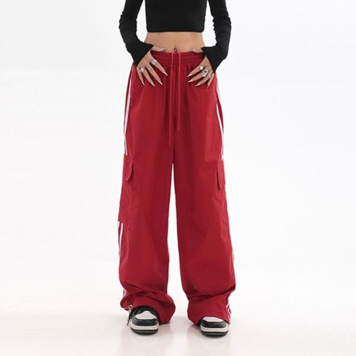 Буддатрендс Красный / S / Китай Мешковатые брюки хиппи с широкими штанинами