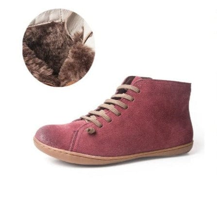 Buddhatrends Red Suede Fur / 5.5 Genuine leather Ankle Boots