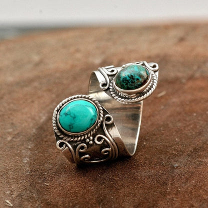 Buddhatrends Resizable / 1 Vintage Silver Natural Stone Ring