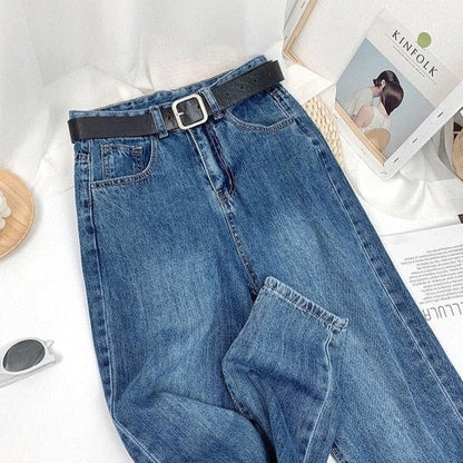 Buddhatrends Retro Blue / S High Waist Slim-Fit Jeans