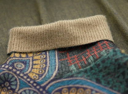 Buddhatrends Retro Print Loose Turtleneck Sweater