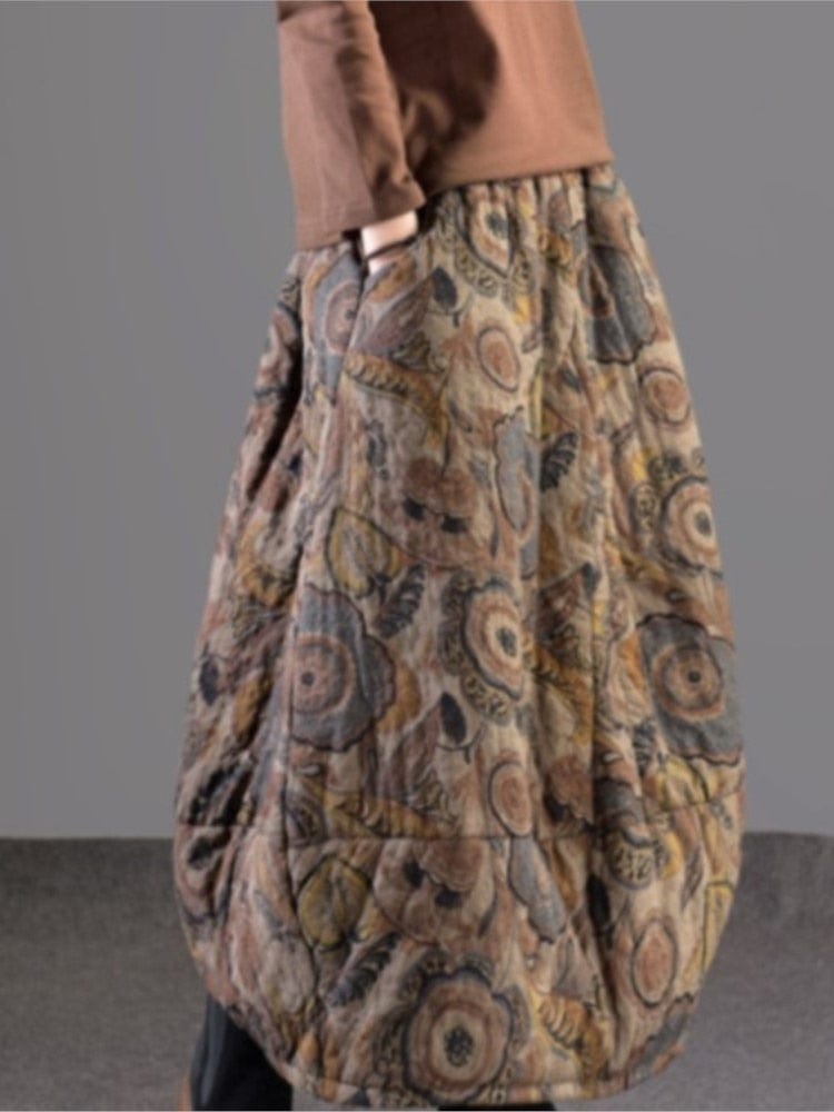 Утолщенная юбка с эластичной талией в стиле ретро Buddhatrends