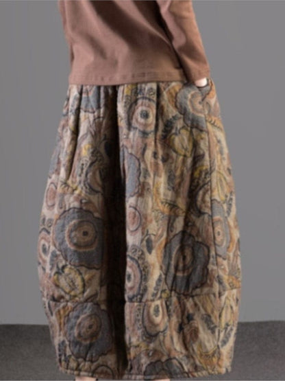 Buddhatrends Retro Thicker Elastic Waist Skirt