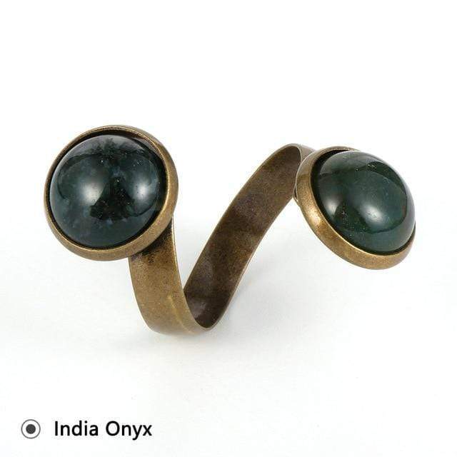 Buddhatrends Ring Einstellbar / Indien Onyx Heilkristalle Böhmische Ringe
