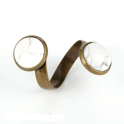 Buddhatrends Ring Verstellbar / Weiß Türkis Heilkristalle Böhmische Ringe