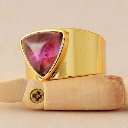 Buddhatrends Healing Crystals Triangle Ring - Amethyst